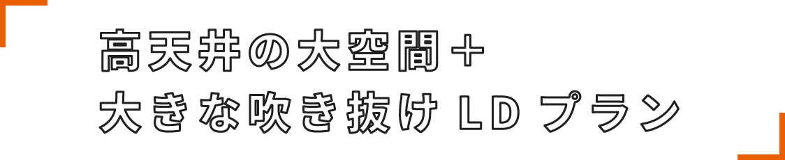 高天井の大空間＋大きな吹き抜けLDプラン